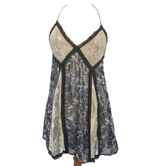 Urban Outfitters Other - Out From Under Blue Floral & Lace Slip Dress